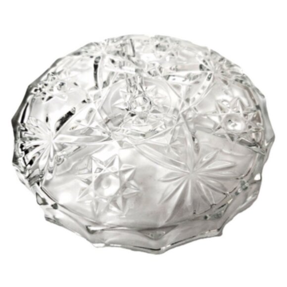 Antique Covetro Italy Prescut Glass Star of David 3 Sect Divided Relish 6" Dish - Picture 9 of 9